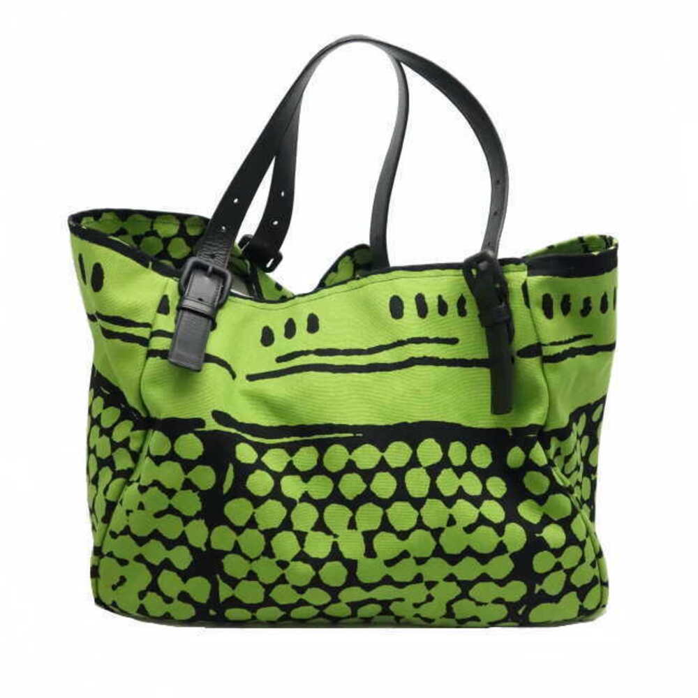 Bottega Veneta Tote Bag Vache Bule Canvas Yellow Green Black